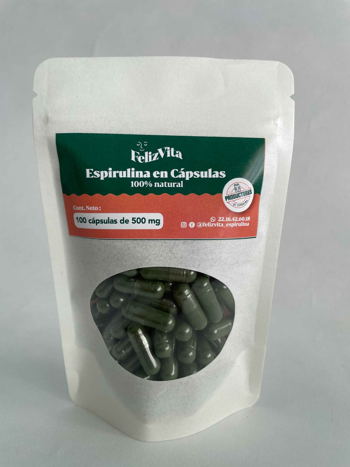 Espirulina en Cápsulas 100 piezas (500mg)