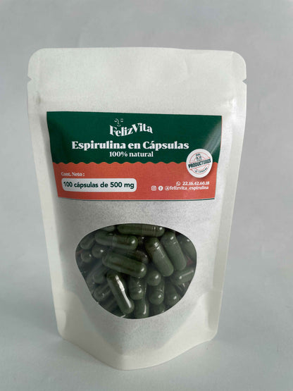 Espirulina en Cápsulas 100 piezas (500mg)