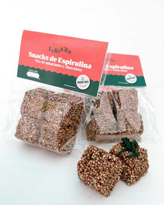 Snacks de espirulina mix de amaranto y chocolate