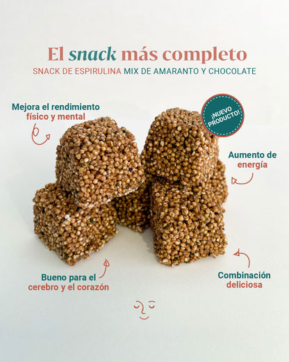 Snacks de espirulina mix de amaranto y chocolate